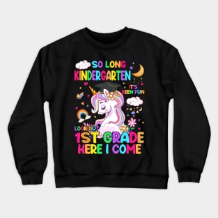 So Long Kindergarten Graduation Class 2024 Unicorn Girls Crewneck Sweatshirt